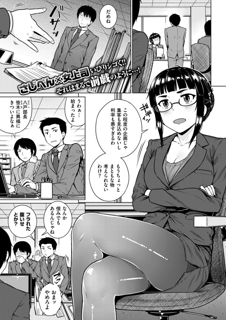 ドMな部下にきつく当たりぶっかけられたザーメンを舐めさせる巨乳OL...仕事ができたご褒美に騎乗位してあげ満足する前に射精したことをおちょくると逆上した部下に強引に犯され中出しセックス【さじぺん:特別残業手当】