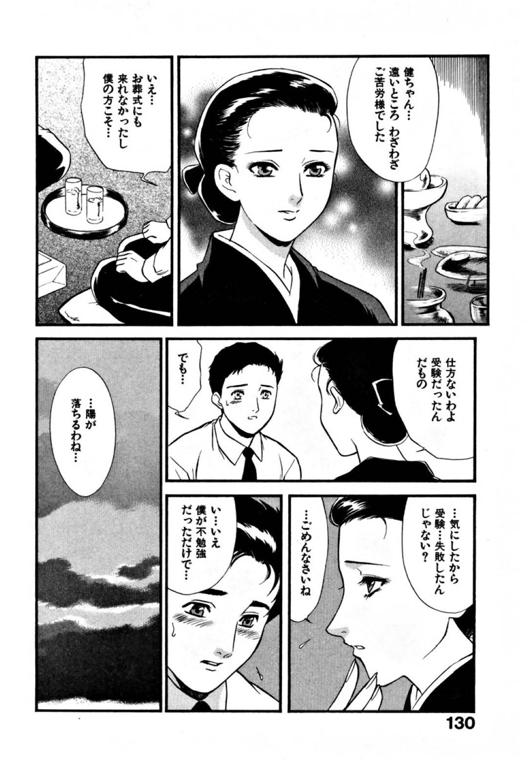 夫が亡くなったあと、心配して家に泊まりに来た甥っ子に欲情し、誘惑しまくる美熟女未亡人…夜中に寝ている甥を夜這いして騎乗位で逆レイプし、激しい生ハメ中出し筆下ろしセックスして種付け絶頂【ふじいあきこ：CHERRY 第７話】