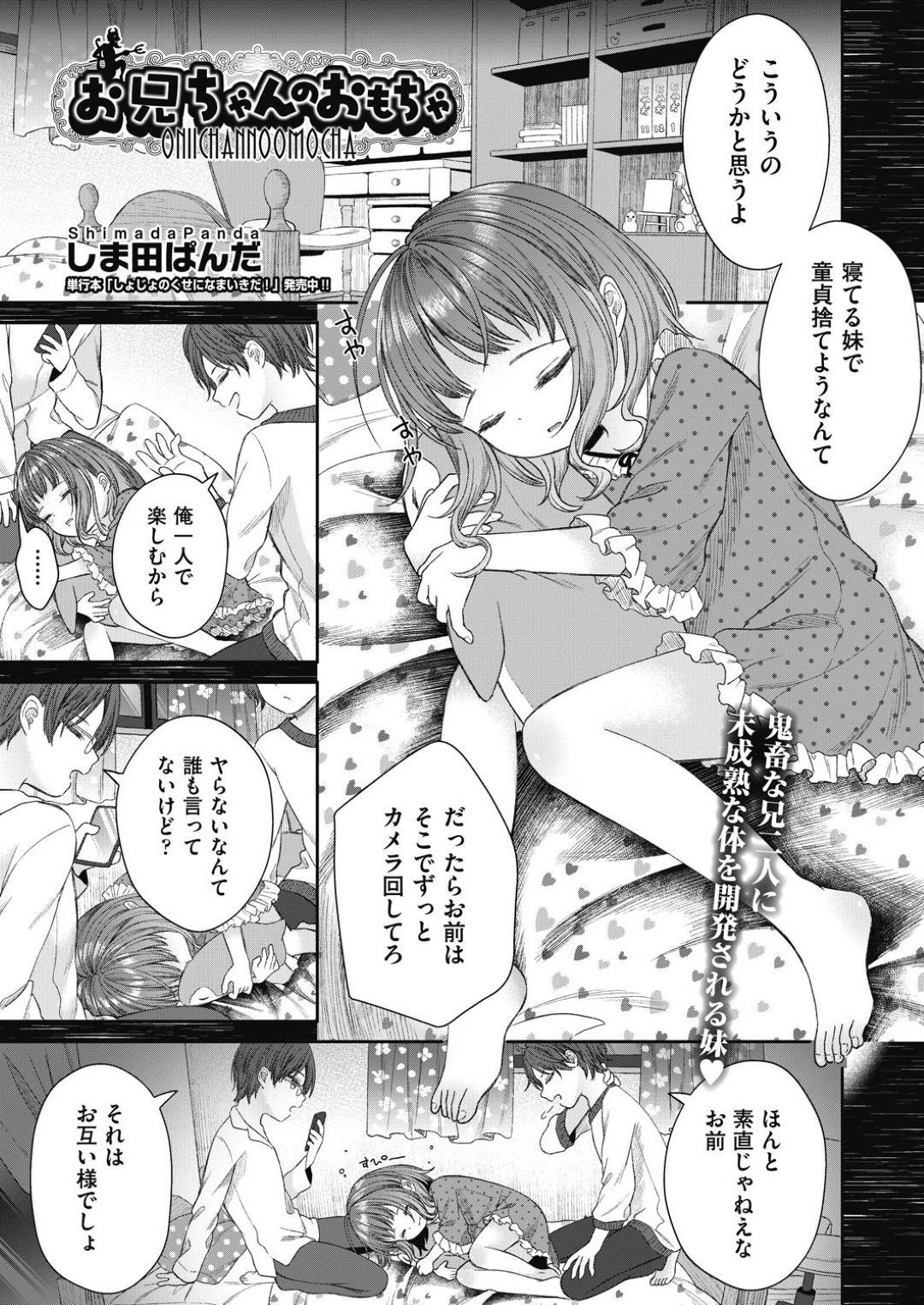 寝ている間に鬼畜な兄２人に慰み者にされてしまう美少女妹…その後も毎日セクハラ調教されて犯され、ハメ撮りされながら連続中出し調教レイプで牝奴隷堕ち【しま田ぱんだ：お兄ちゃんのおもちゃ】